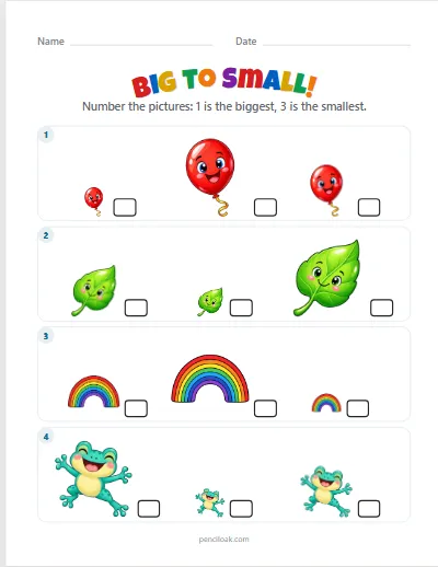 Big to small · 4 rows worksheet