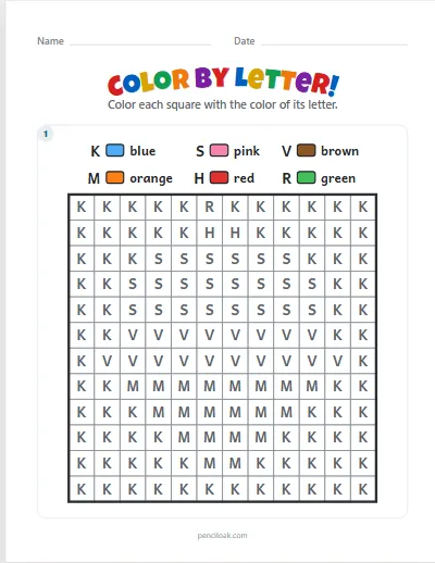 Color by letter · Capitals · set 2 worksheet