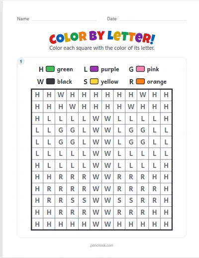 Color by letter · Capitals · set 3 worksheet