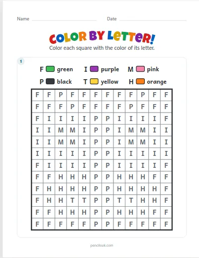 Color by letter · Capitals worksheet