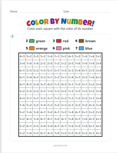 Color by number · Addition · Ice cream · 1 picture worksheet