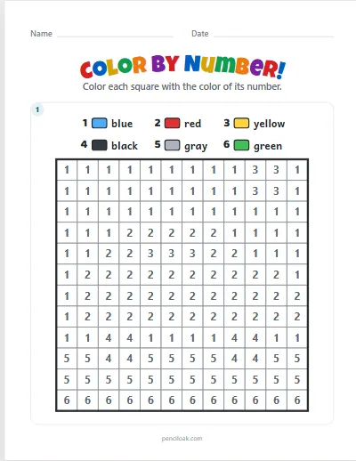 Color by number · Numbers · Car · 1 picture worksheet