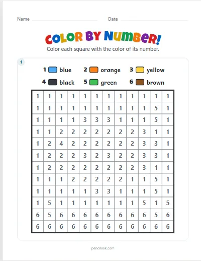 Color by number · Numbers · Fish · 1 picture worksheet