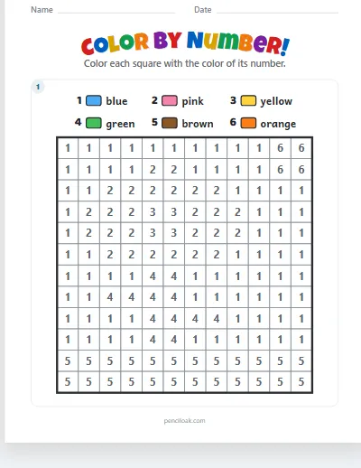 Color by number · Numbers · Flower · 1 picture worksheet