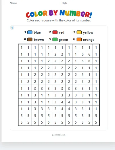 Color by number · Numbers · House · 1 picture worksheet