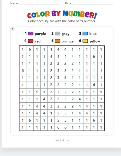 Color by number · Numbers · Rocket · 1 picture worksheet