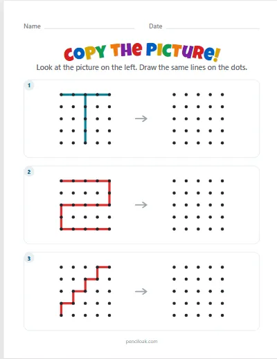 Copy the picture · Easy · 3 pictures · set 2 worksheet