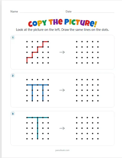 Copy the picture · Easy · 3 pictures · set 3 worksheet