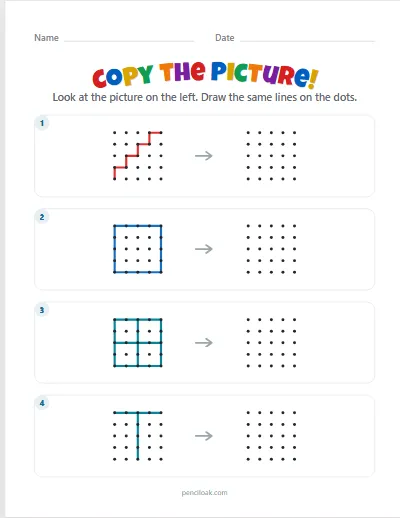 Copy the picture · Easy · 4 pictures · set 2 worksheet