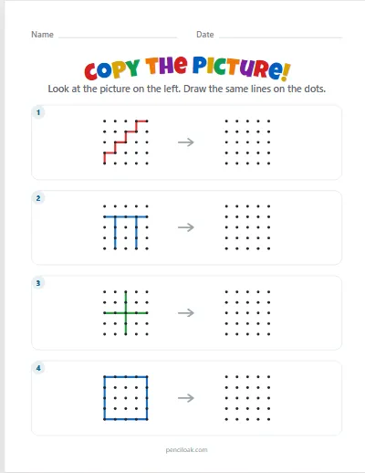 Copy the picture · Easy · 4 pictures · set 3 worksheet