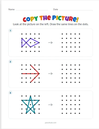 Copy the picture · Hard · 3 pictures worksheet