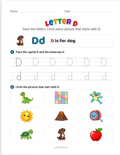 Letter D worksheet