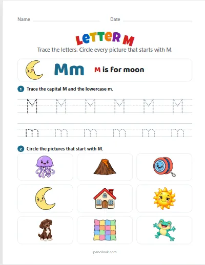 Letter M worksheet