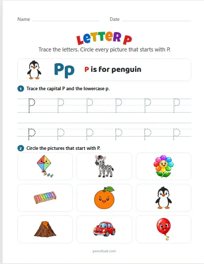 Letter P worksheet