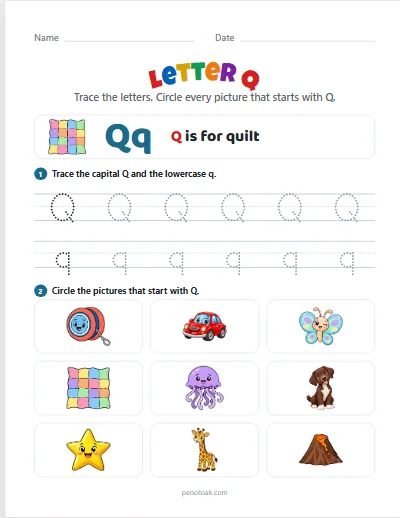Letter Q worksheet