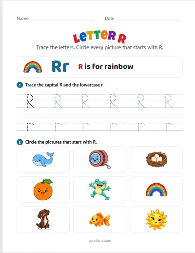 Letter R worksheet