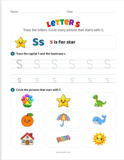 Letter S worksheet