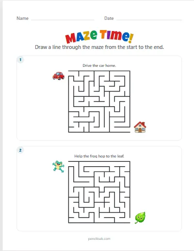 Maze · Medium 12 × 12 · 2 mazes · set 2 worksheet