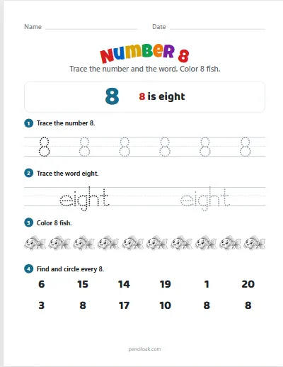 Number 8 worksheet