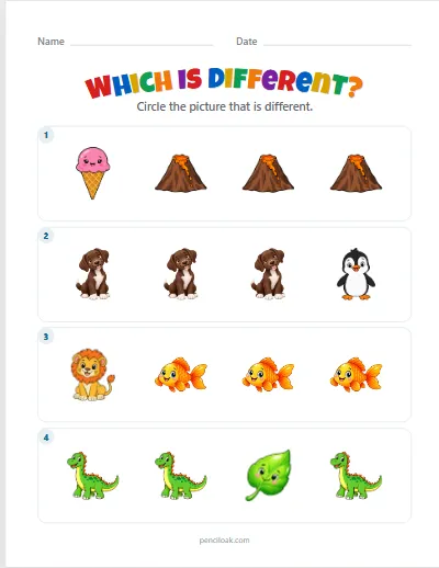 Odd one out · Easy · 4 rows worksheet
