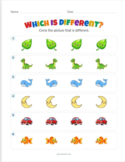 Odd one out · Hard, turned · 6 rows · set 2 worksheet