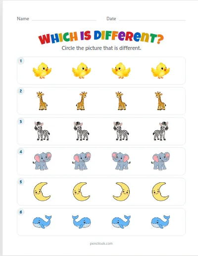 Odd one out · Hard, turned · 6 rows · set 3 worksheet
