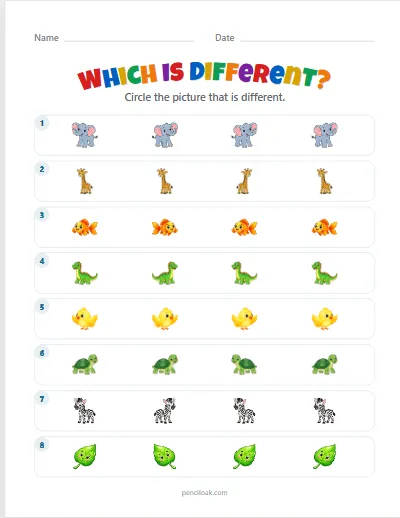 Odd one out · Hard, turned · 8 rows · set 2 worksheet