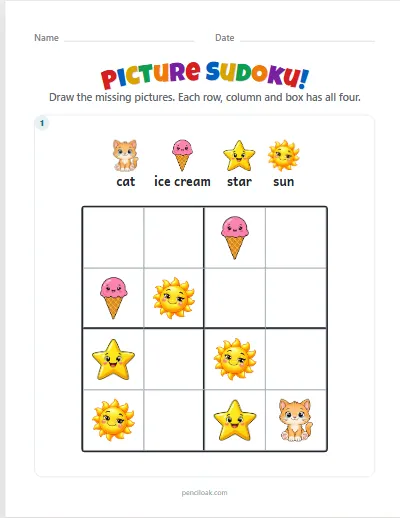 Picture sudoku · Hard · 1 puzzle · set 2 worksheet