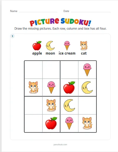 Picture sudoku · Medium · 1 puzzle · set 2 worksheet