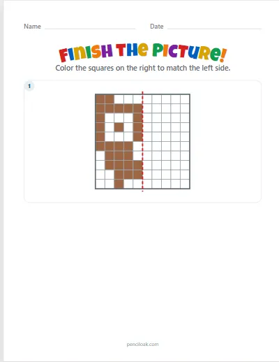 Symmetry · Hard 10 × 10 · 1 picture worksheet