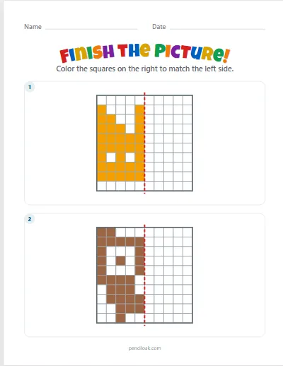 Symmetry · Hard 10 × 10 · 2 pictures · set 2 worksheet