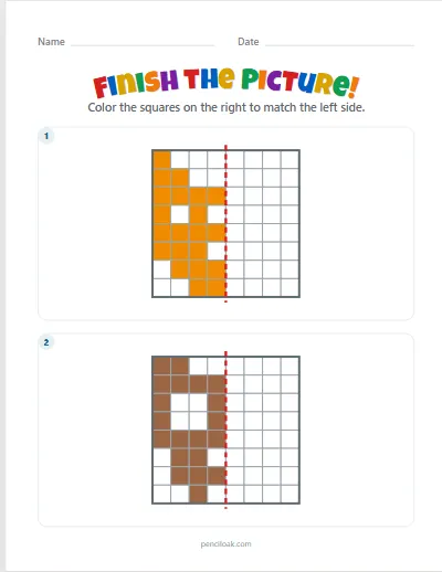 Symmetry · Medium 8 × 8 · 2 pictures · set 2 worksheet