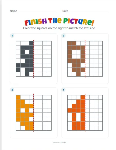 Symmetry · Medium 8 × 8 · 4 pictures worksheet